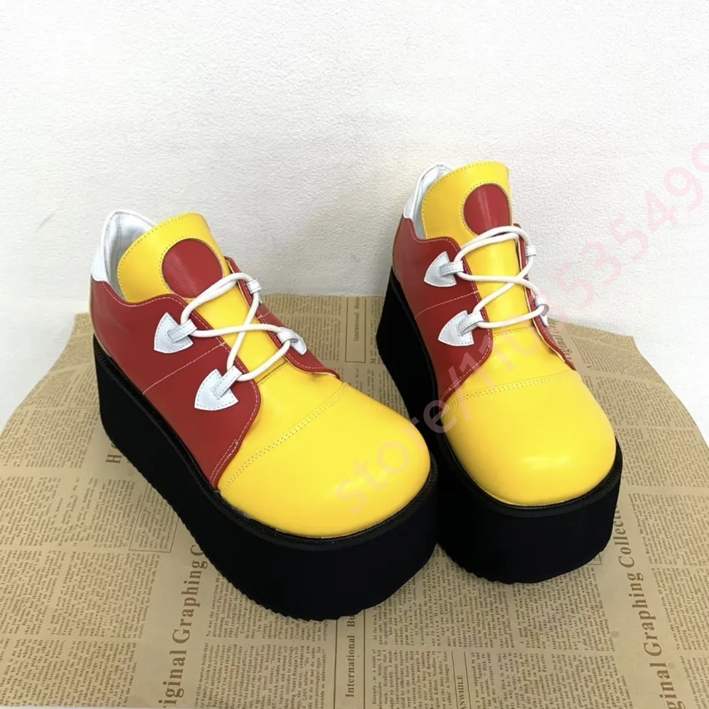 Street Fashion Y2K - Sepatu Sneakers Platform Warna Blok untuk