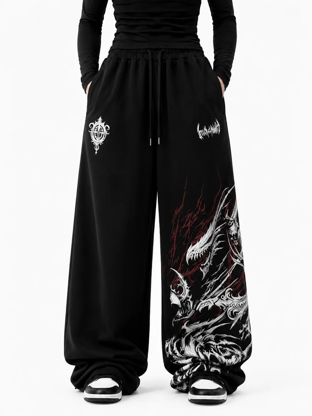 Fashion Street Night - Celana Kasual Motif Naga Tinta Vintage